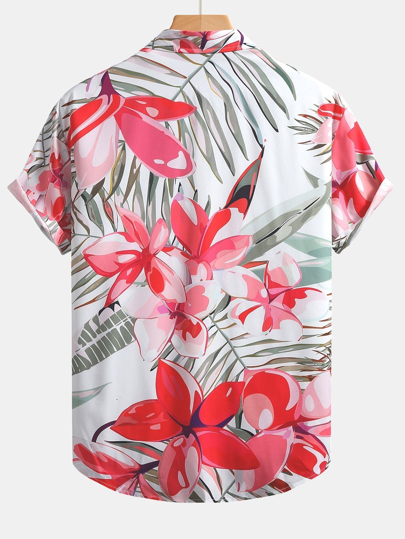 Flower Plants Print Button Up Shirt & Swim Shorts