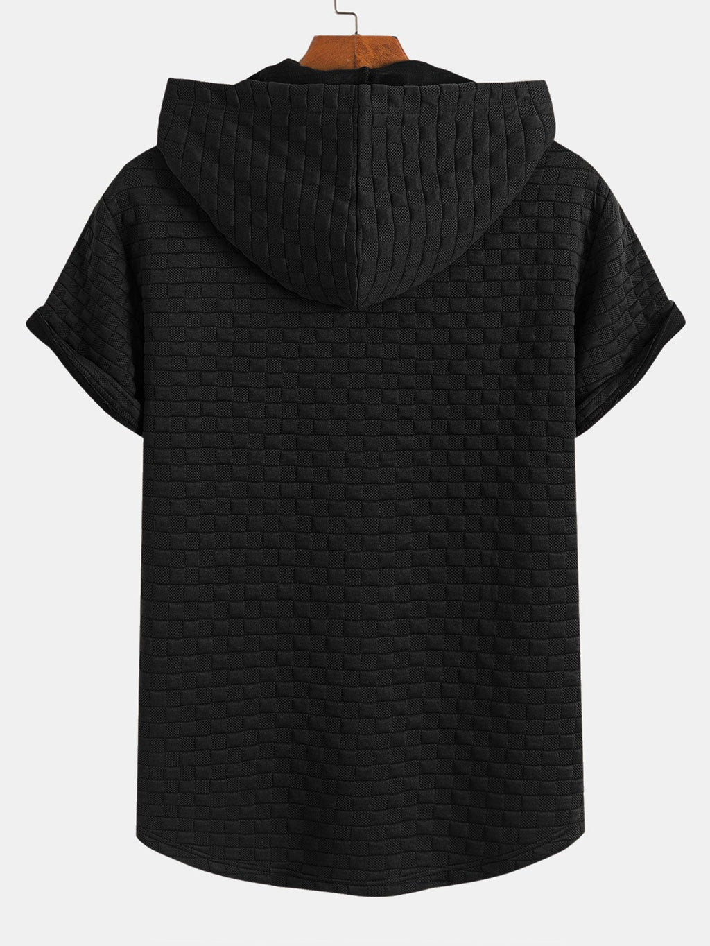 Checkerboard Jacquard  Arc Hem Hooded T-Shirt & Checkerboard Jacquard Shorts