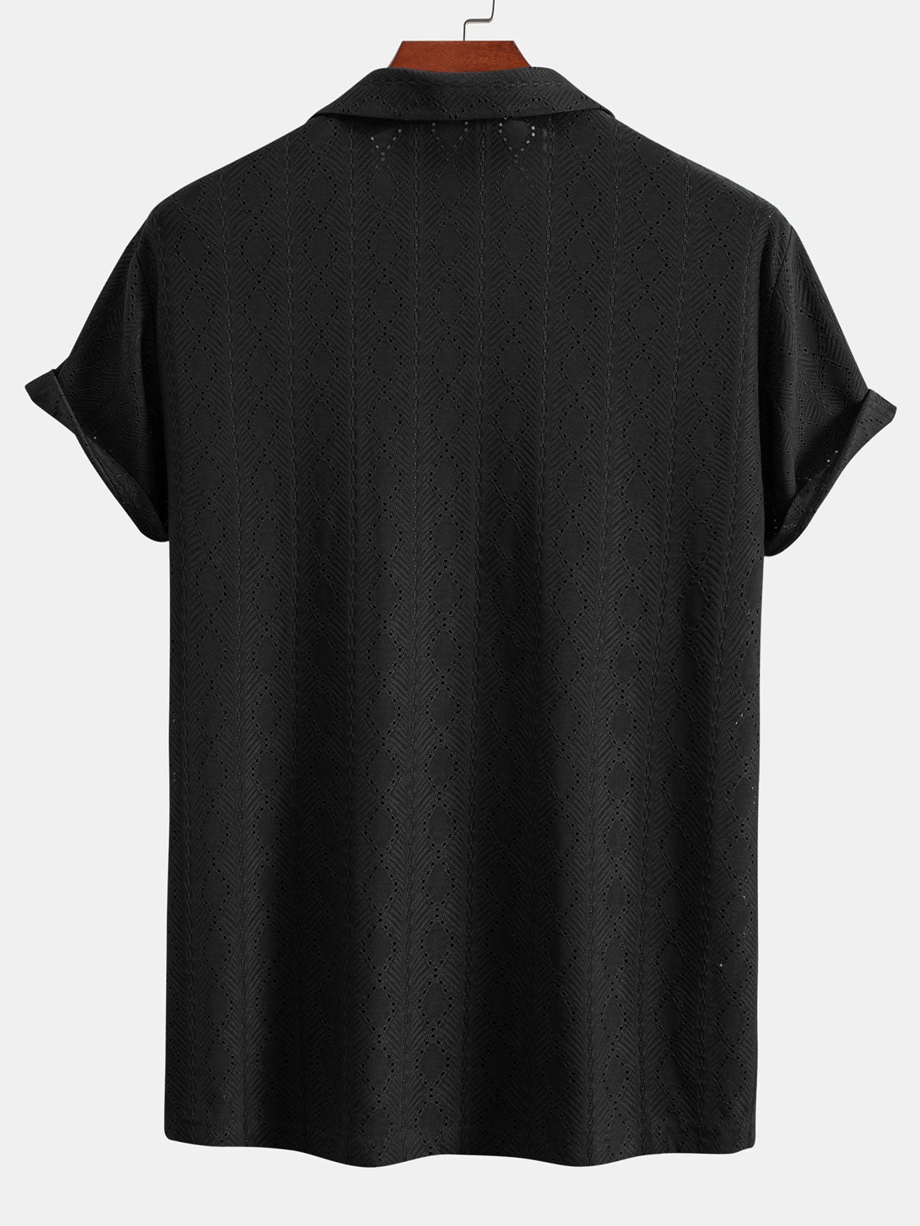 Muscle Fit Diamond Texture Cuban Shirt & Straight Leg Linen Pants