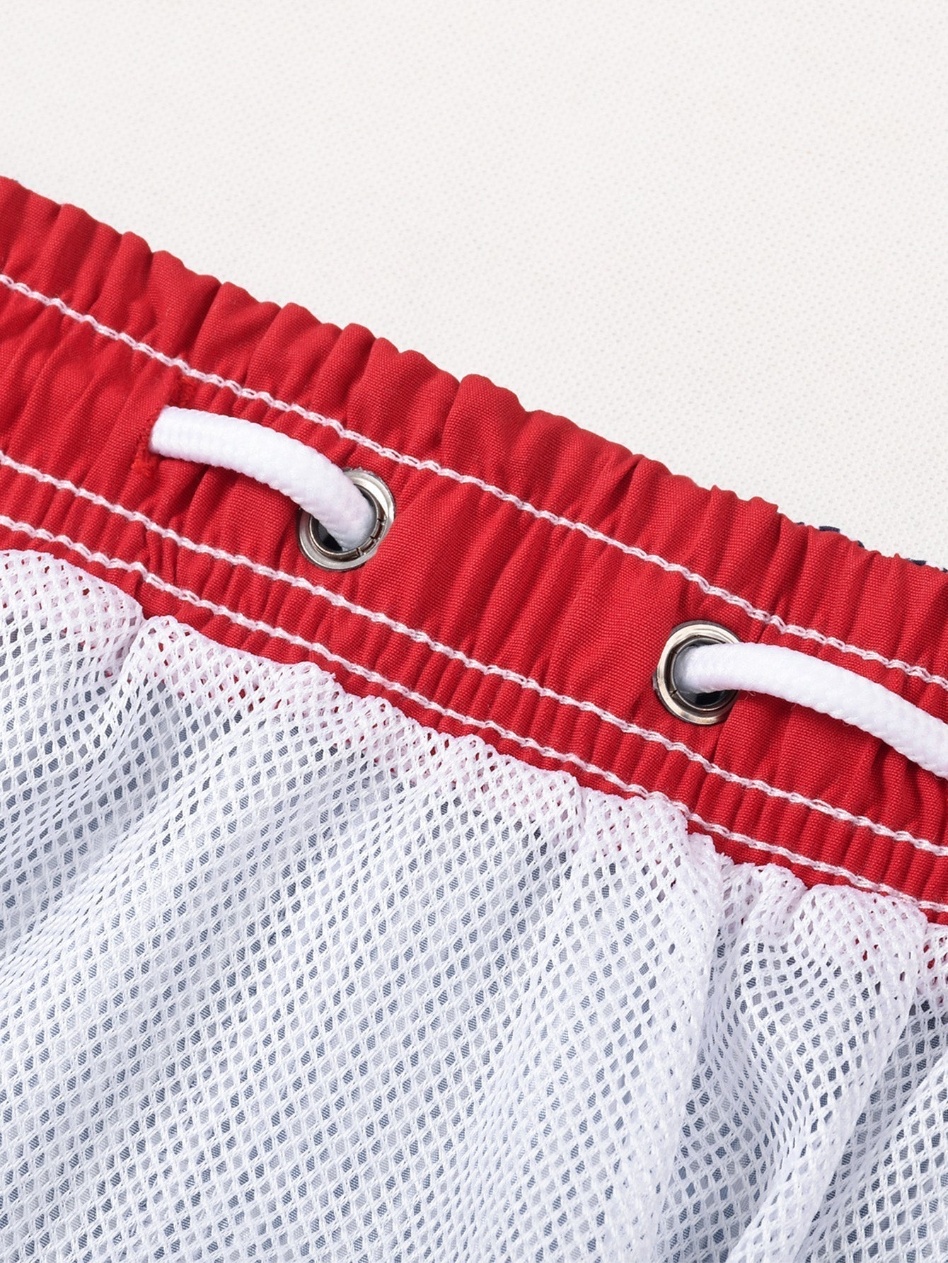 Island Sailing Print Button Up Shirt & Vertical Striped Drawstring Swim Shorts