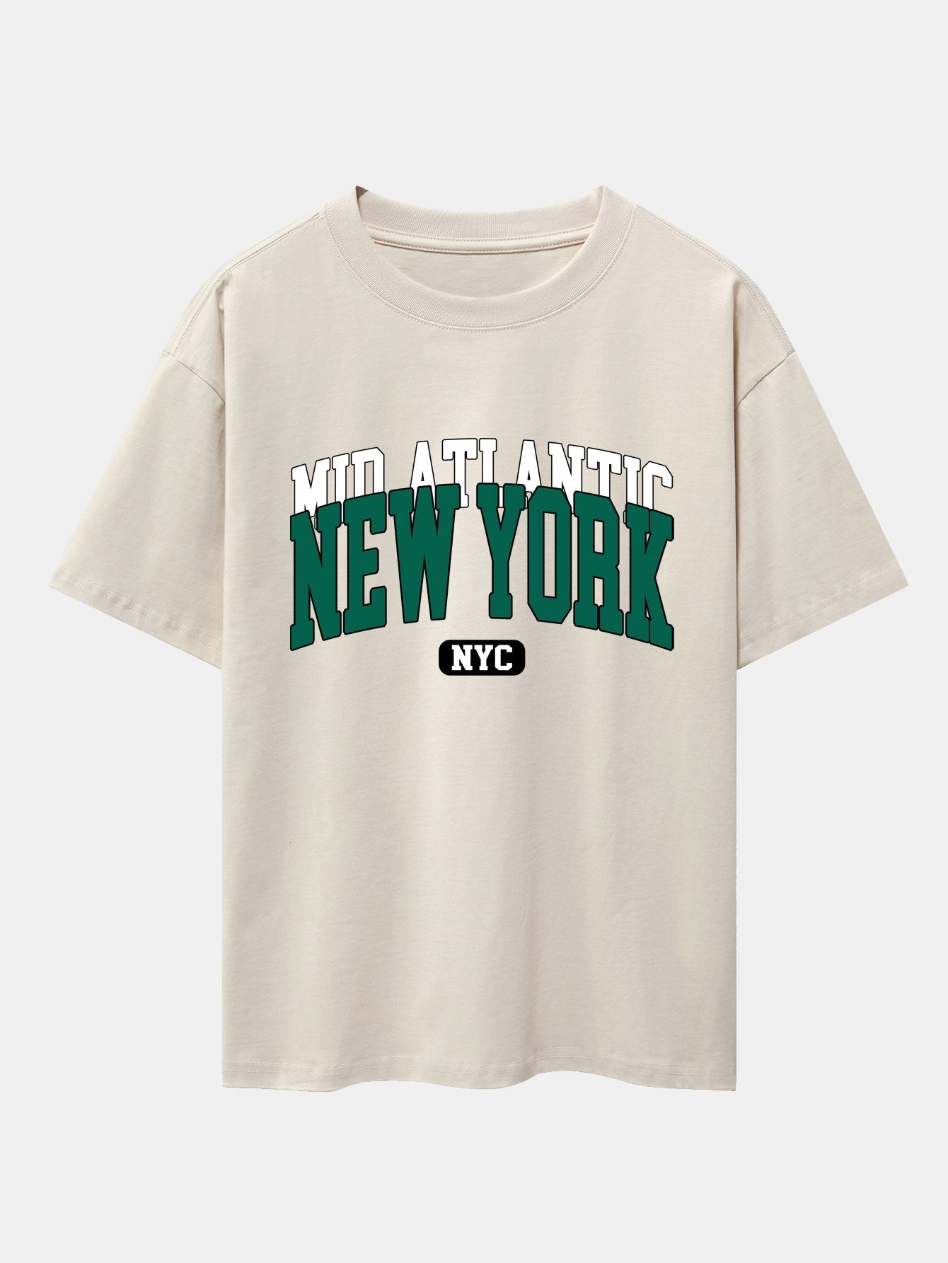 New York Print Drop Shoulder Oversize T-Shirt & Drawstring Corduroy Shorts