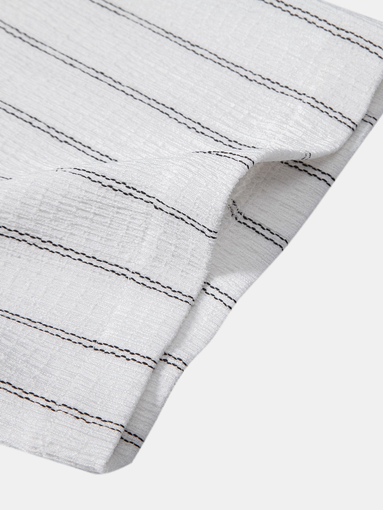 Stripe Textured Button Up Shirt & Straight Leg Linen Pants