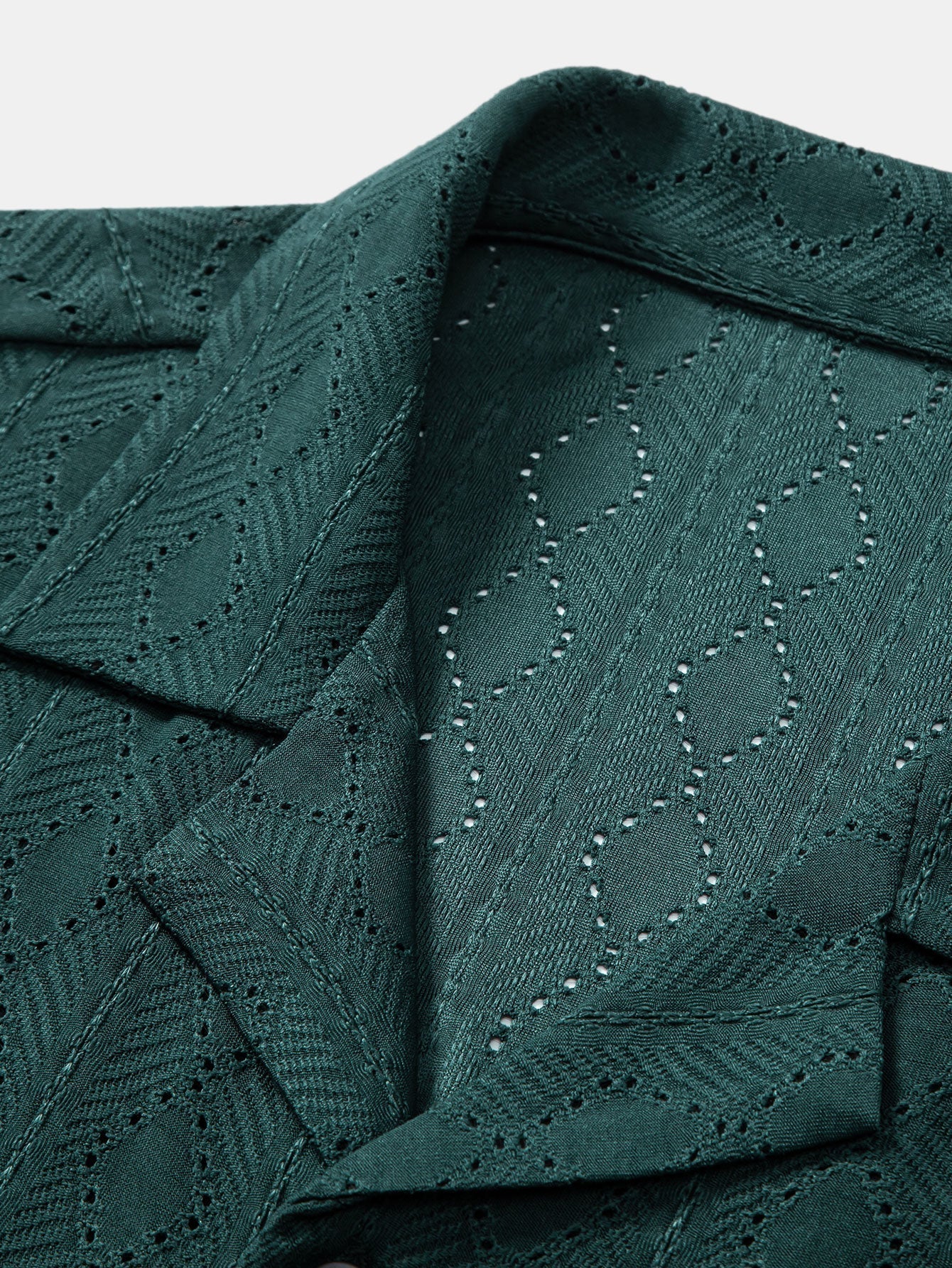 Muscle Fit Diamond Texture Cuban Shirt & Straight Leg Linen Pants