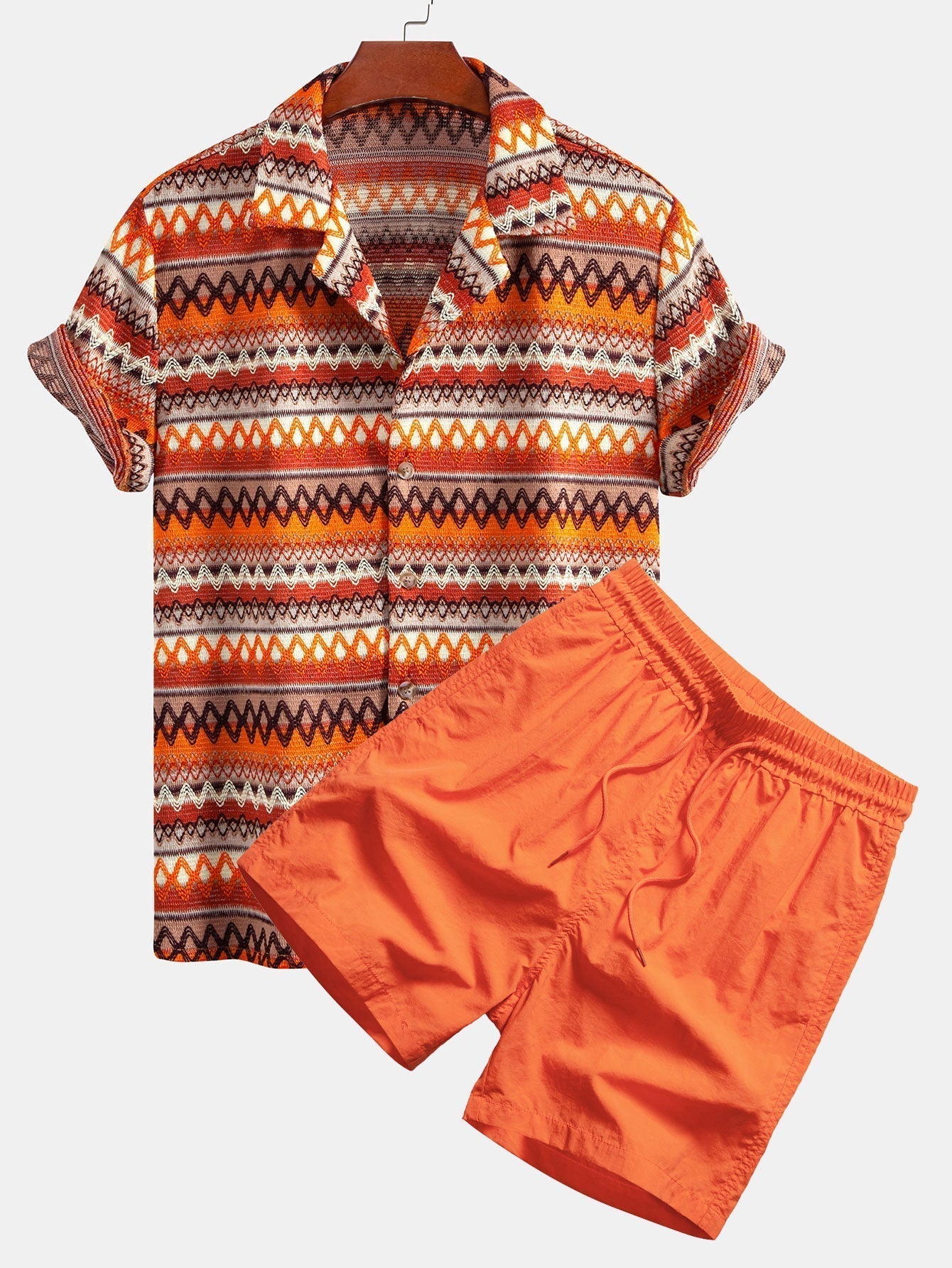Geometric Cuban Shirt & Swim Shorts