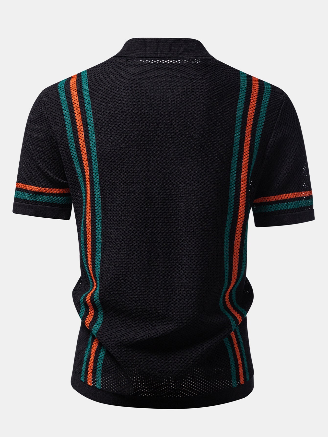 Stripe Button Up Open Kint Shirt & Drawstring Shorts