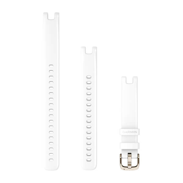 Garmin Lily 14mm Strap, White Silicone Strap and Light Gold Mounting Parts