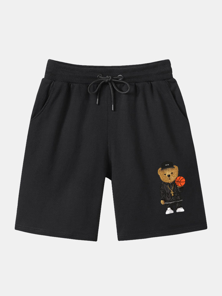 Basketball Bear Print T-Shirt & Shorts