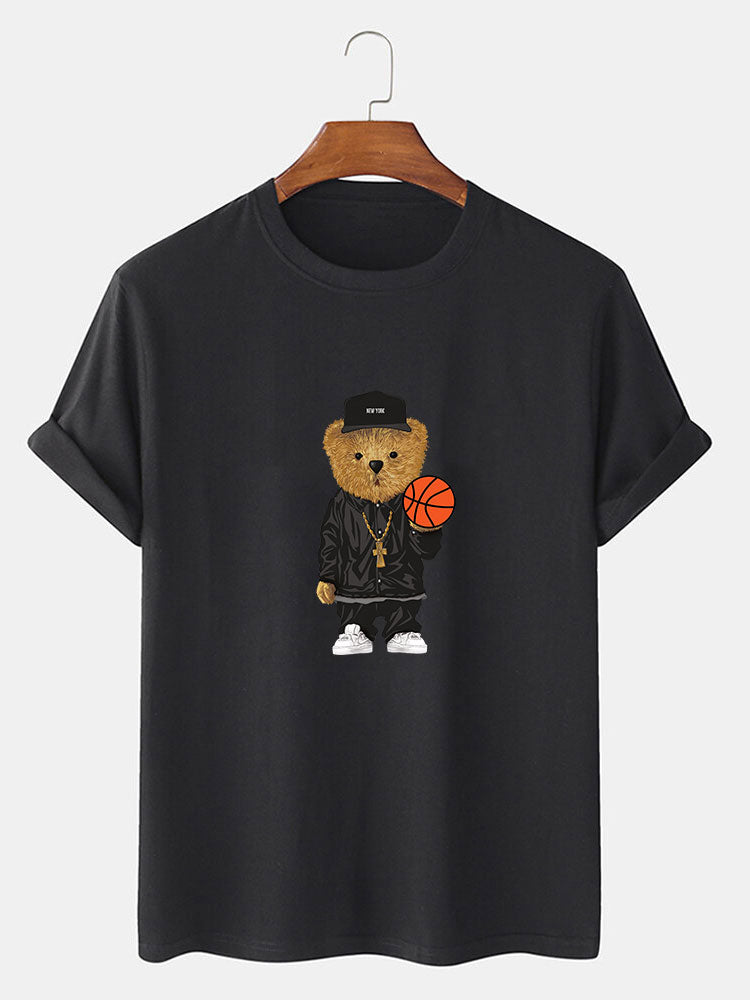 Basketball Bear Print T-Shirt & Shorts