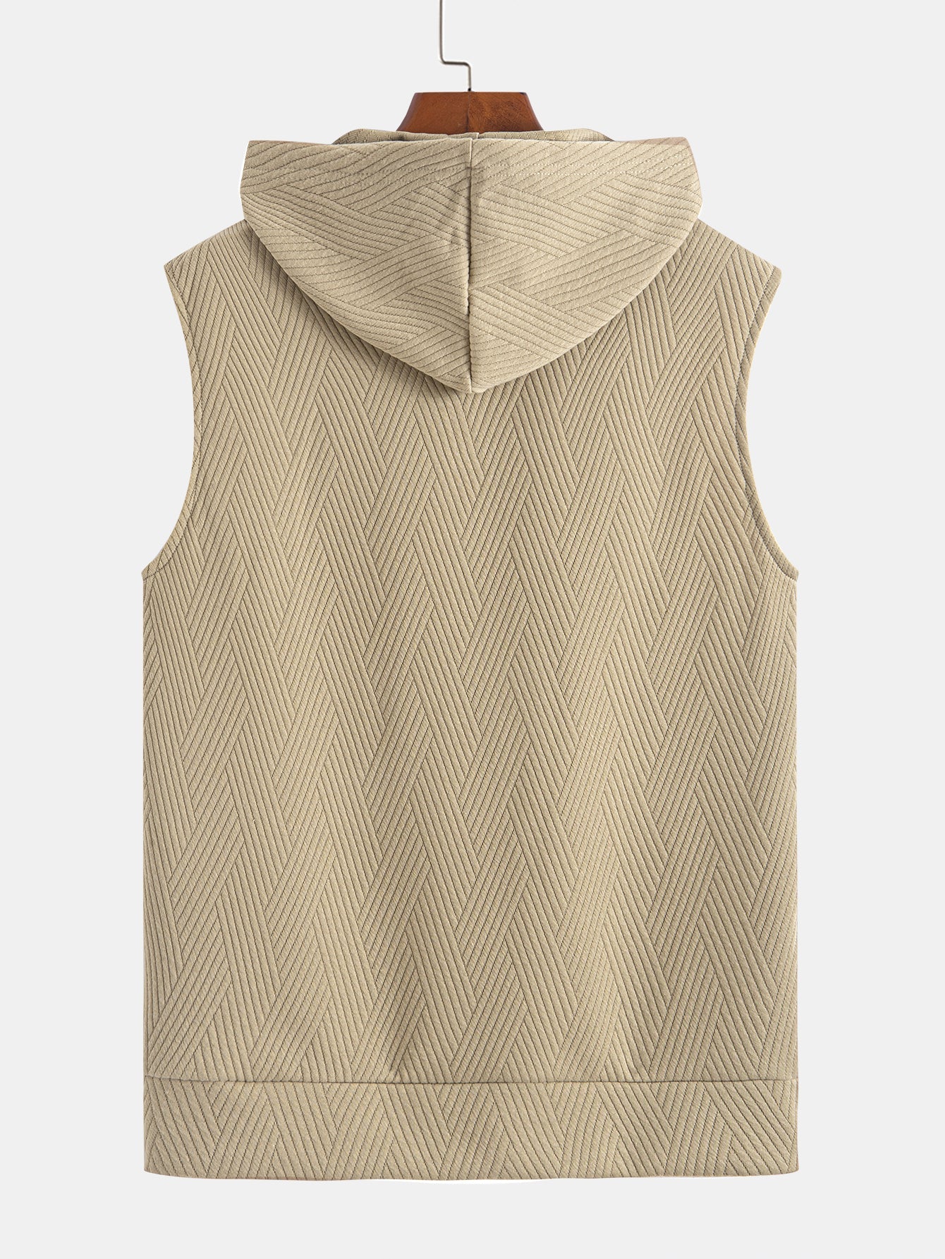 Striped Jacquard Sleeveless Hooded T-Shirt & Shorts