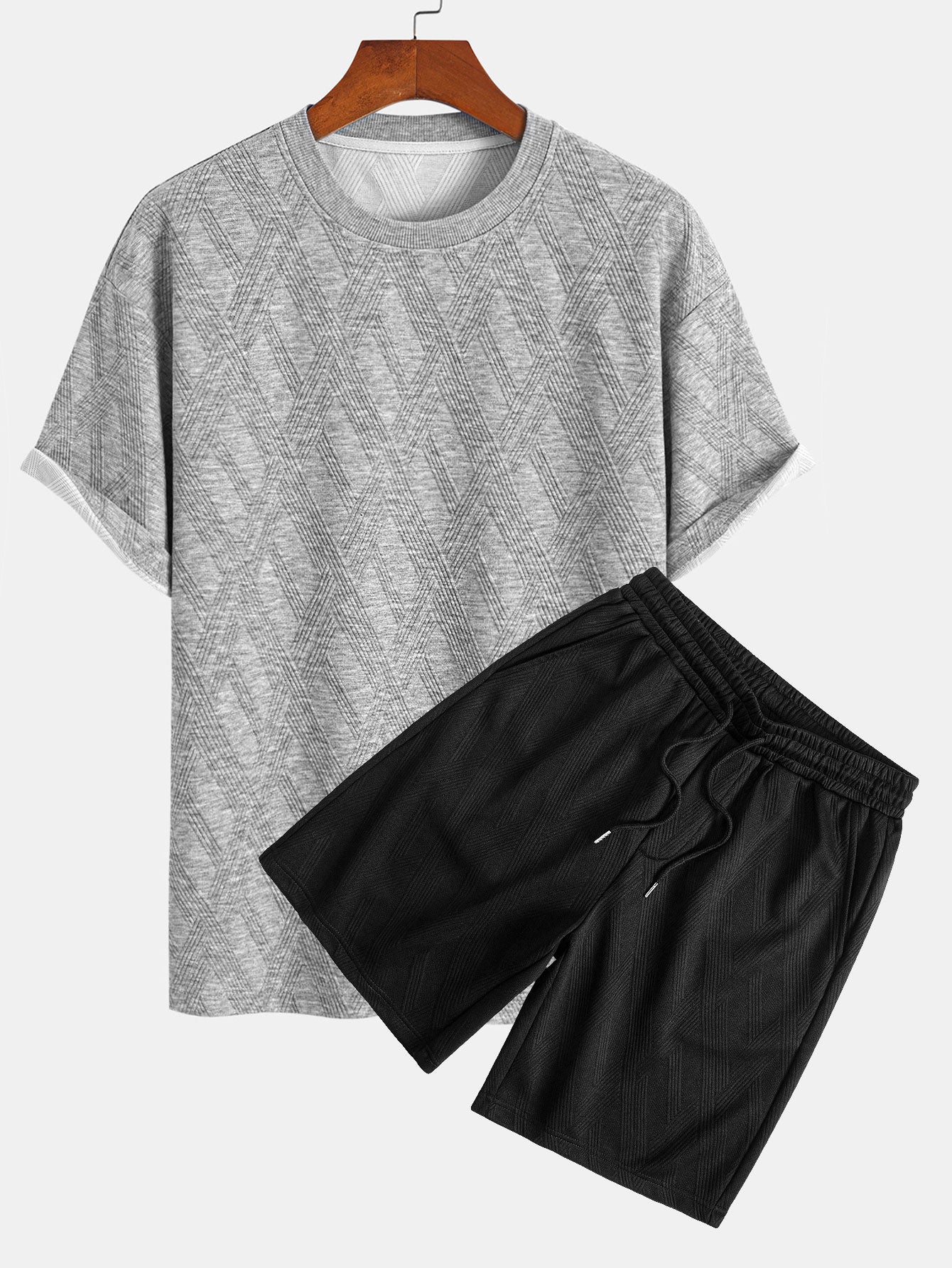Relax Fit Diamond Jacquard T-Shirt & Diamond Jacquard Shorts