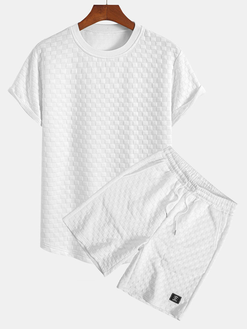 Checkerboard Jacquard  Arc Hem T-Shirt & Checkerboard Jacquard Shorts