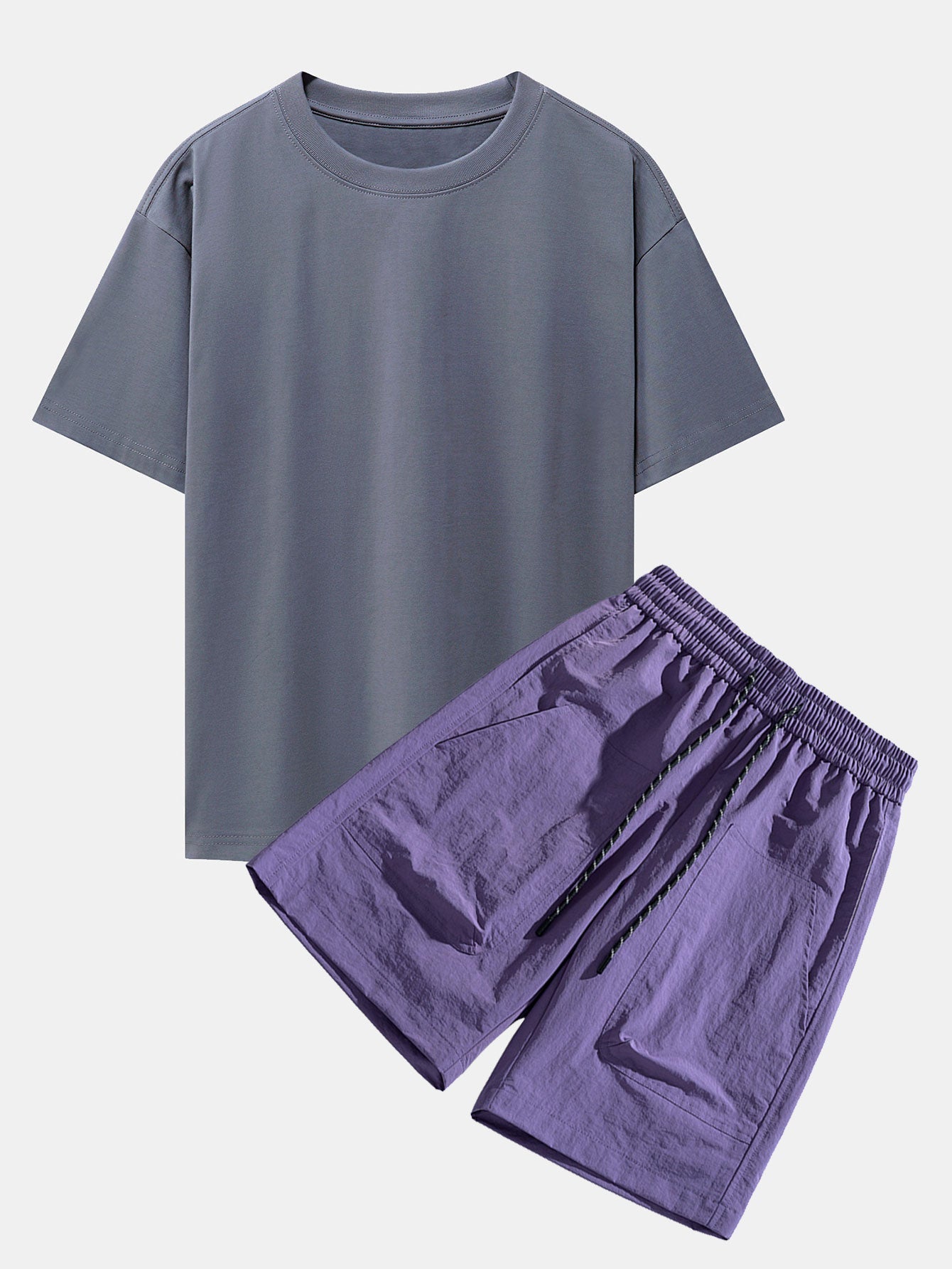 Los Angeles Illustration Bear Print Drop Shoulder Oversize T-Shirt & Patch Pocket Drawstring Shorts