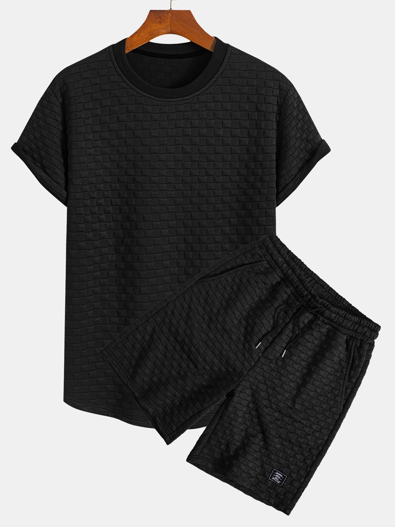 Checkerboard Jacquard  Arc Hem T-Shirt & Checkerboard Jacquard Shorts
