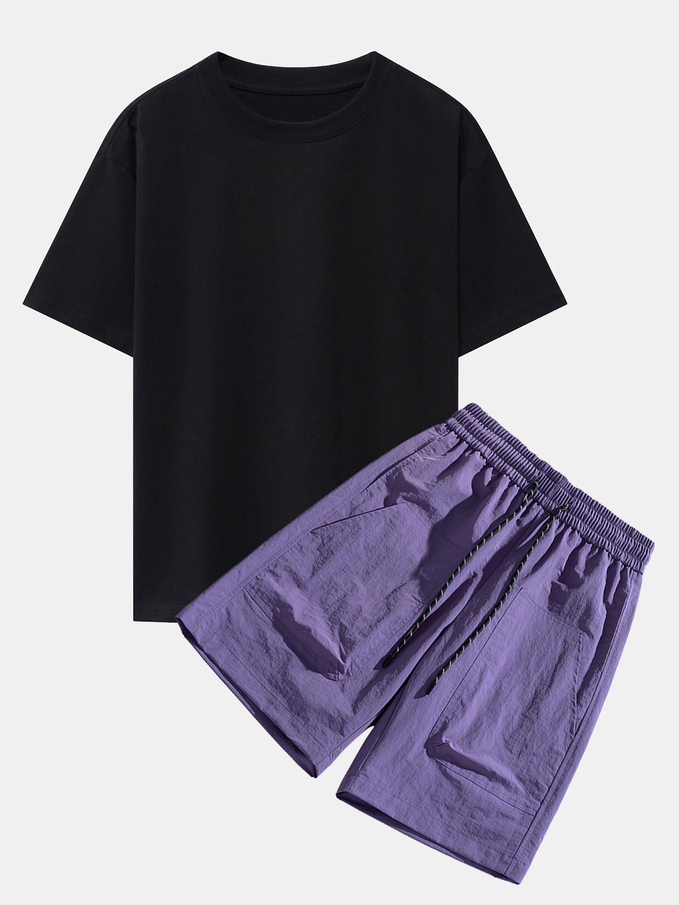 Los Angeles Illustration Bear Print Drop Shoulder Oversize T-Shirt & Patch Pocket Drawstring Shorts