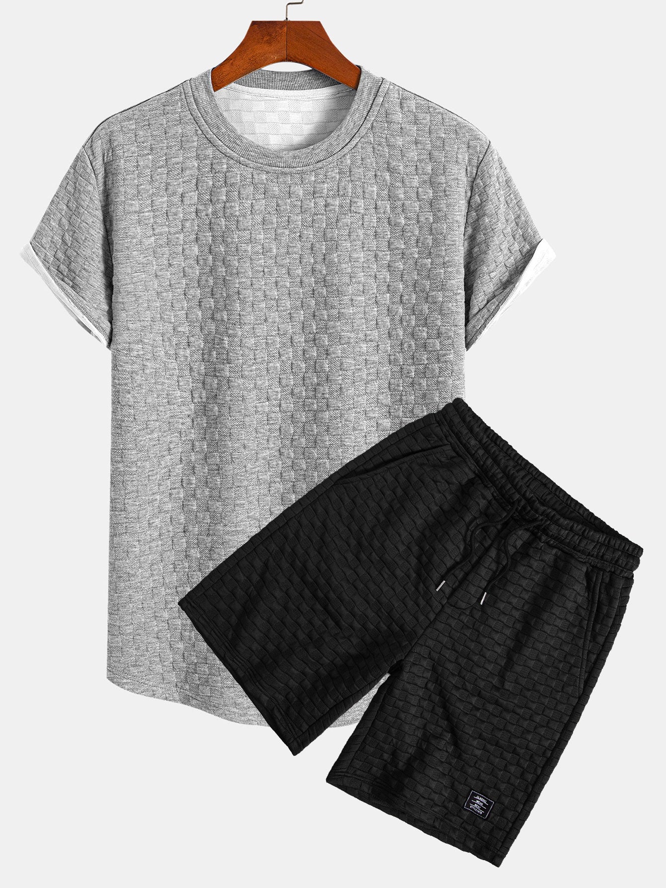 Checkerboard Jacquard Arc Hem T-Shirt & Checkerboard Jacquard Shorts