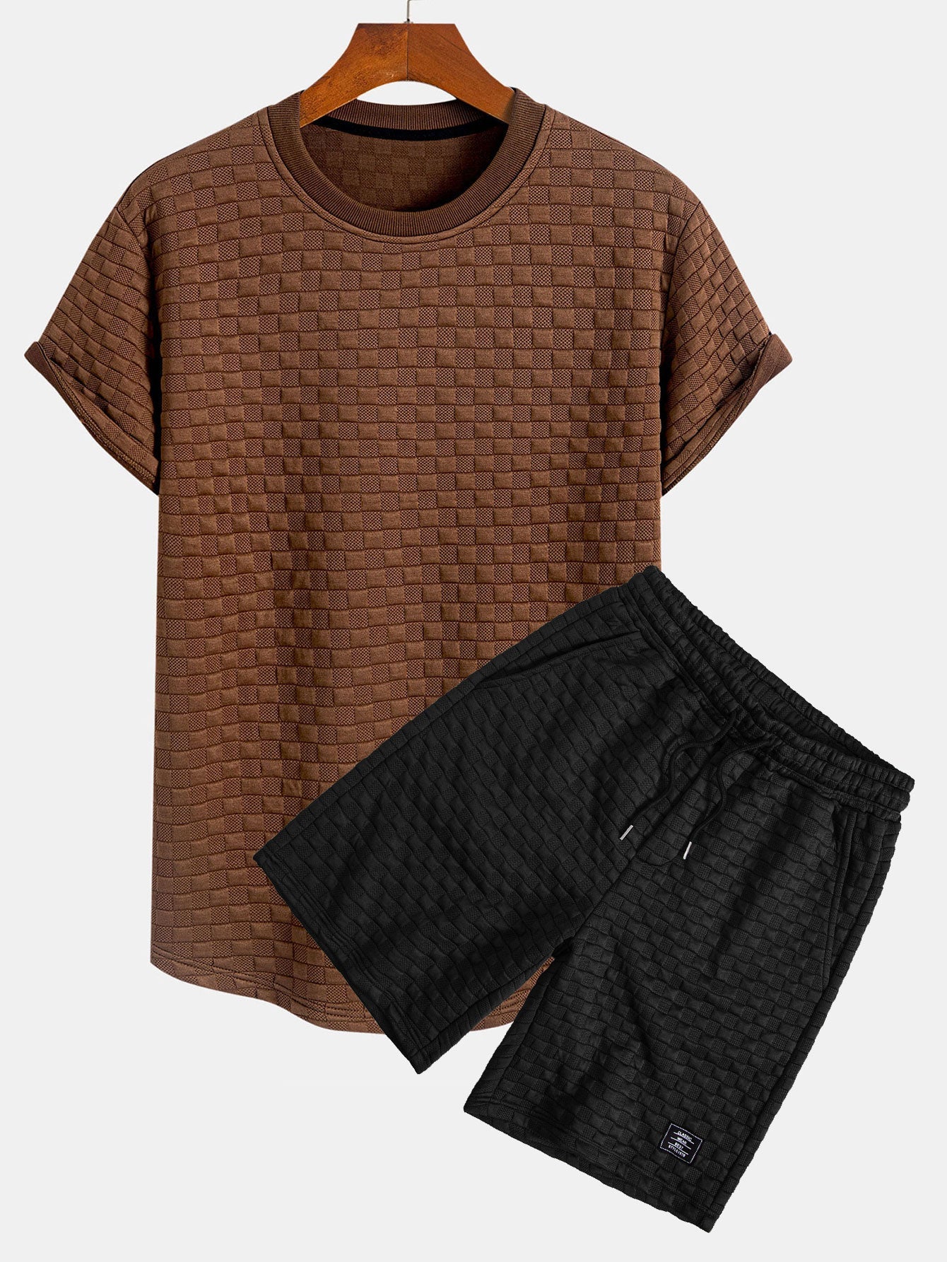 Checkerboard Jacquard Arc Hem T-Shirt & Checkerboard Jacquard Shorts