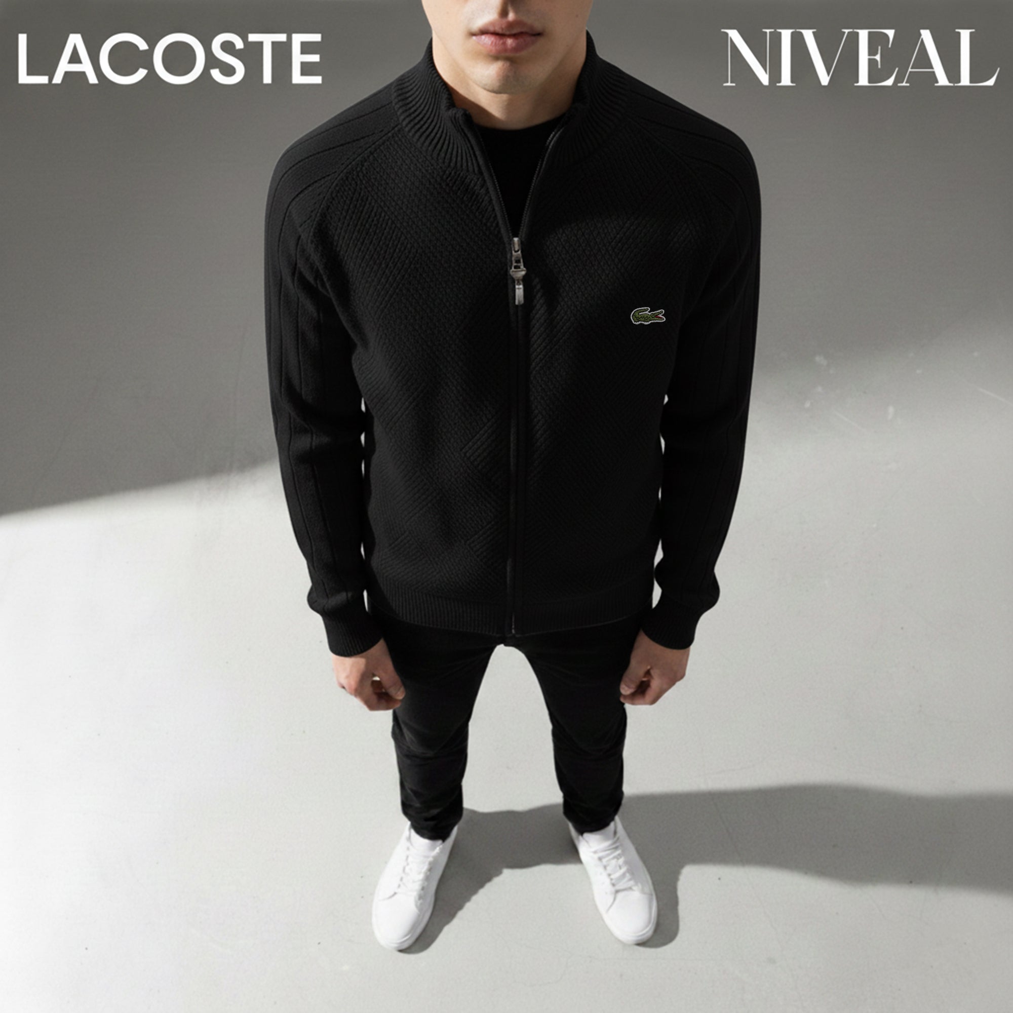 Pull Zippé Texturé Lаϲоѕtе - Homme