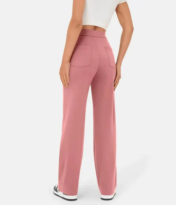 high-waisted elastic casual pants
