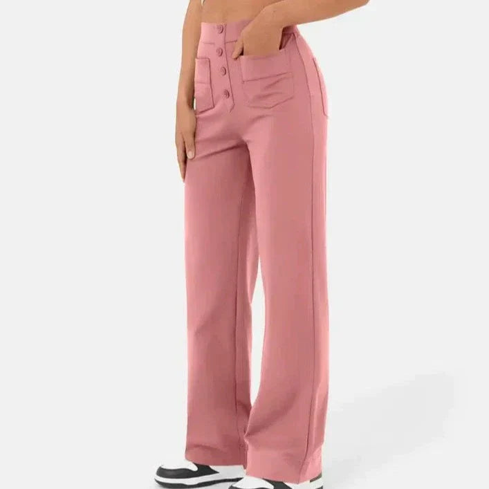 high-waisted elastic casual pants