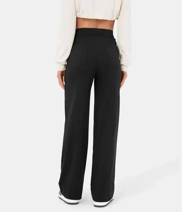 high-waisted elastic casual pants