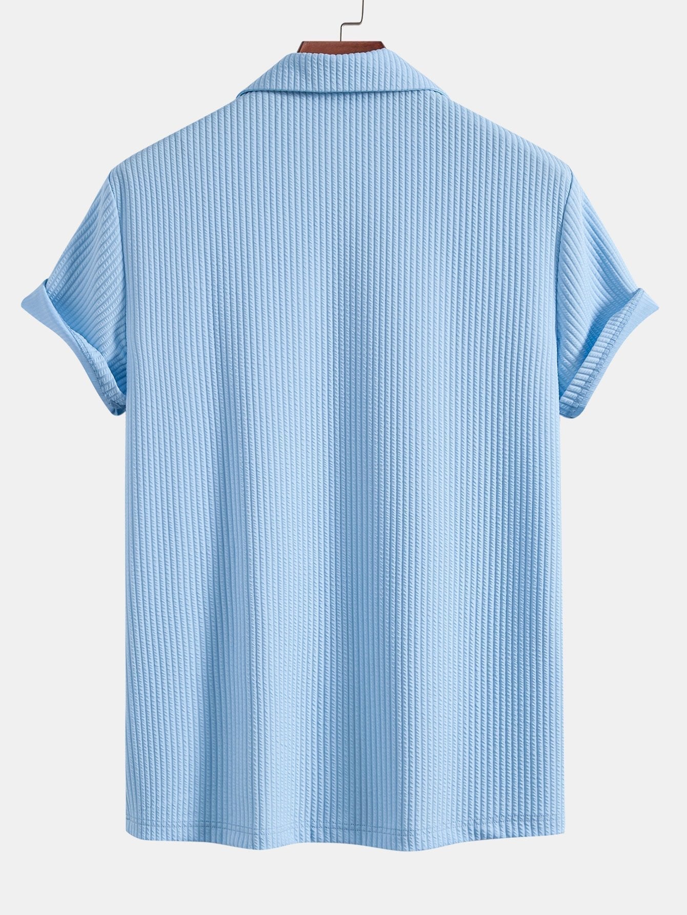 Muscle Fit Ribbed Deep Cuban Shirt & Drawstring Ribbed Shorts