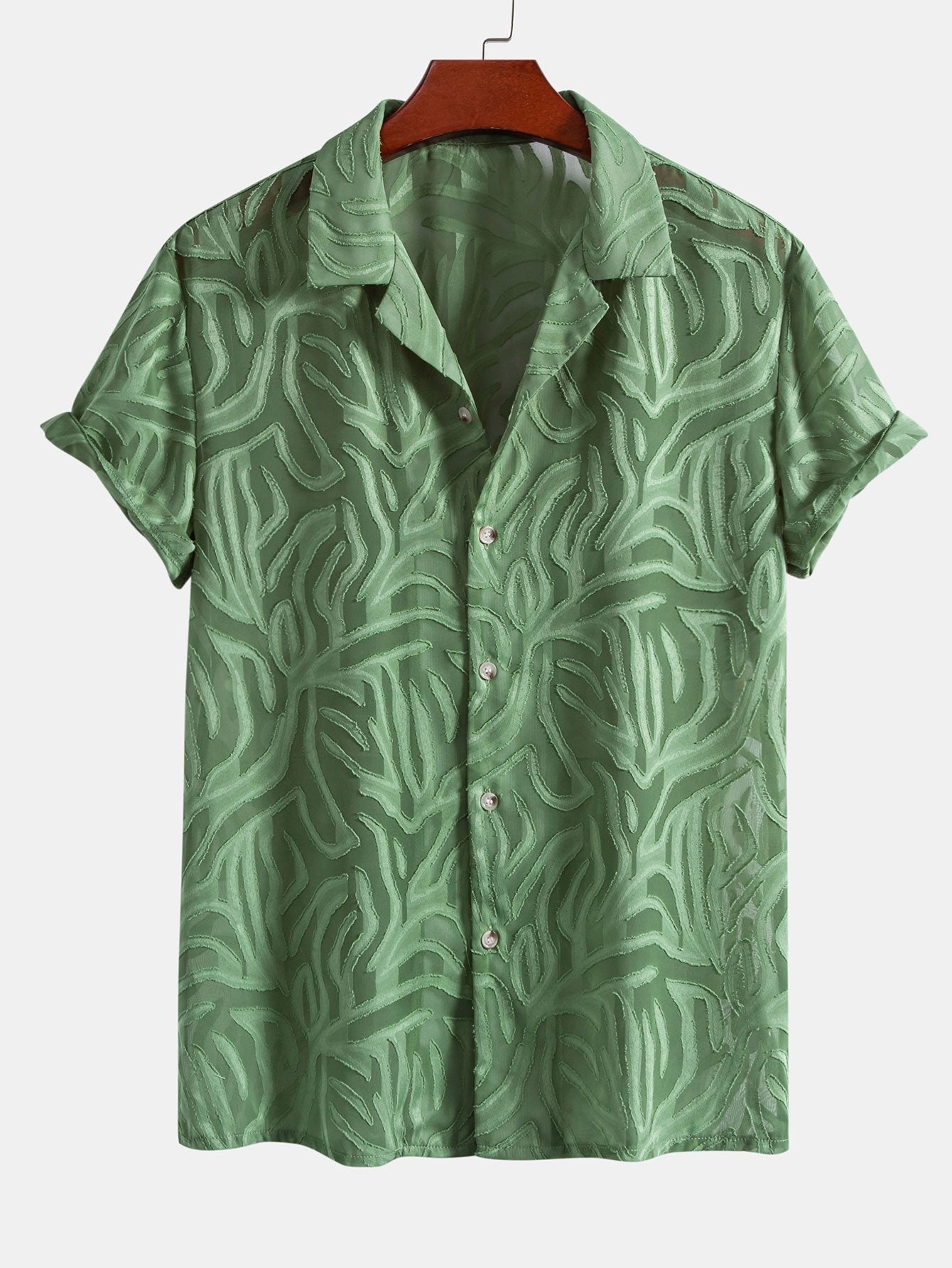 Jacquard Texture Cuban Shirt & Straight Leg Linen Pants