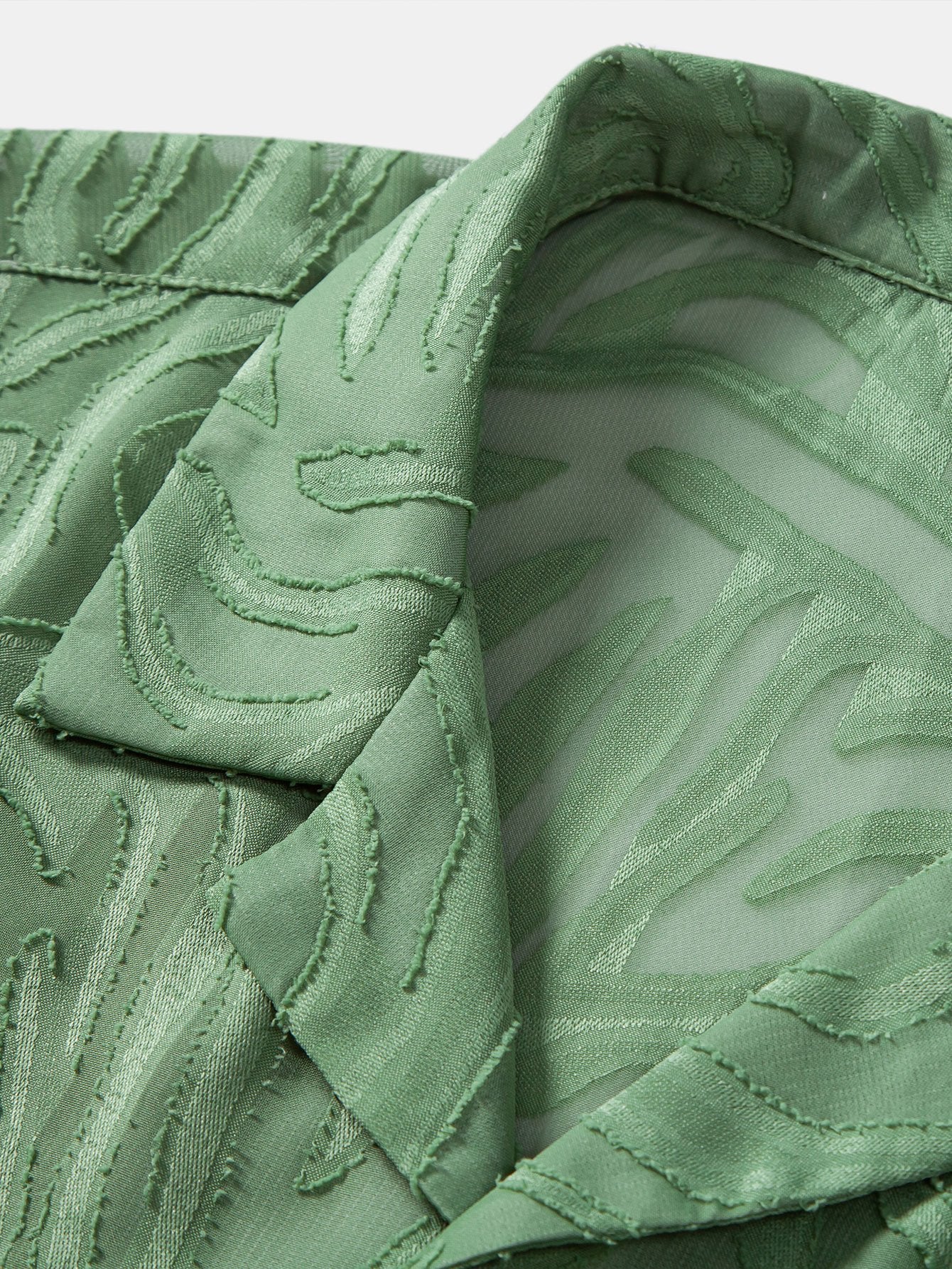 Jacquard Texture Cuban Shirt & Straight Leg Linen Pants