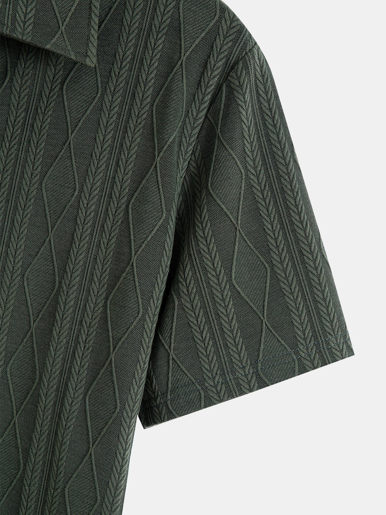 Knitted Geometric Rhombus Jacquard Polo & Straight Leg Ribbed Pants