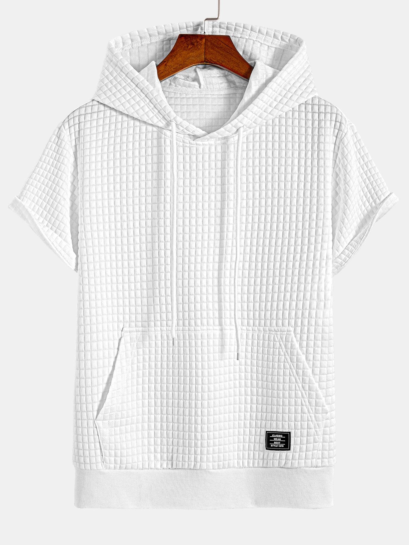 Short Sleeve Waffle Hoodie & Waffle Drawstring Shorts