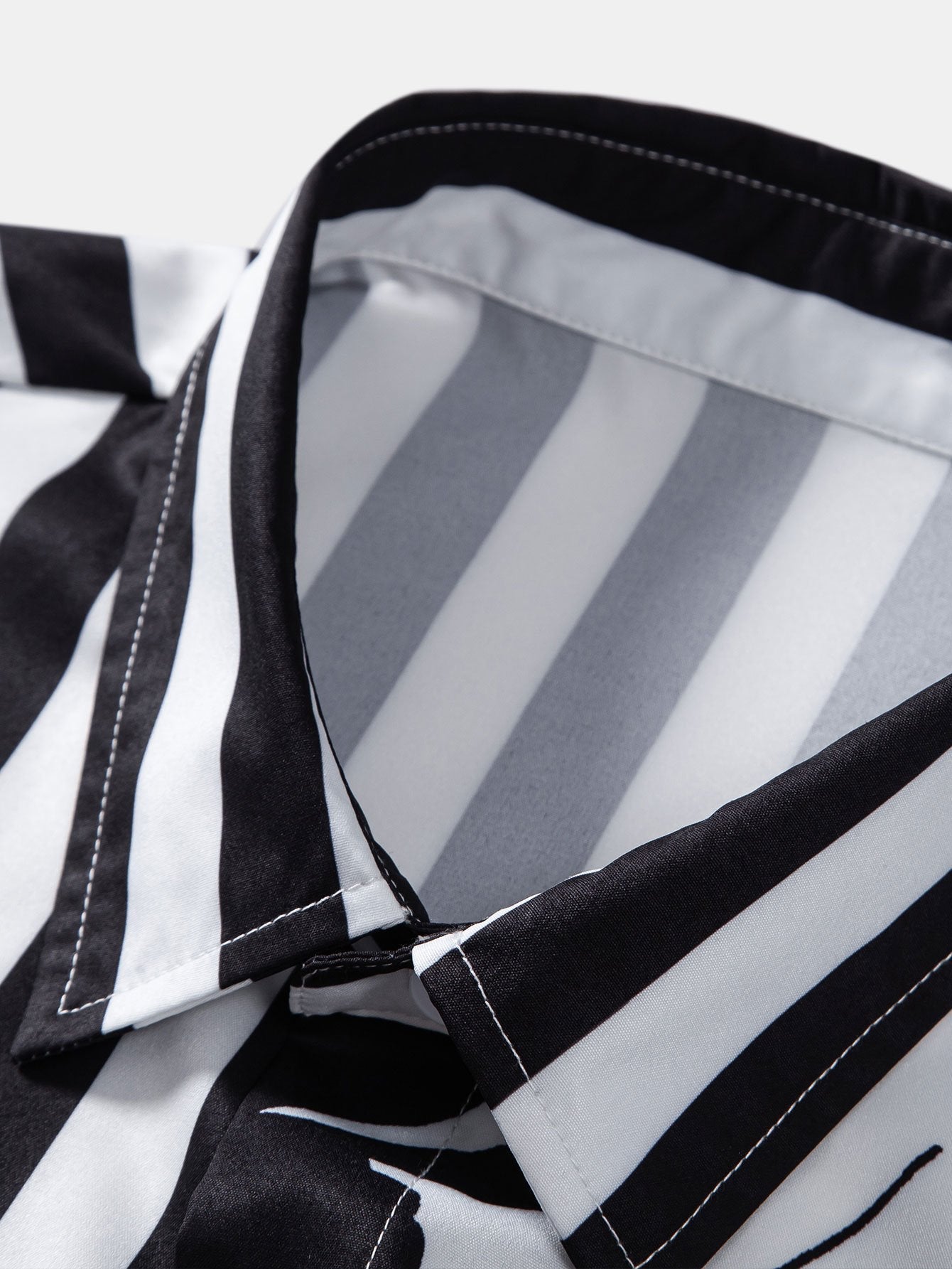 Floral Stripe Patchwork Print Button Up Shirt & Swim Shorts