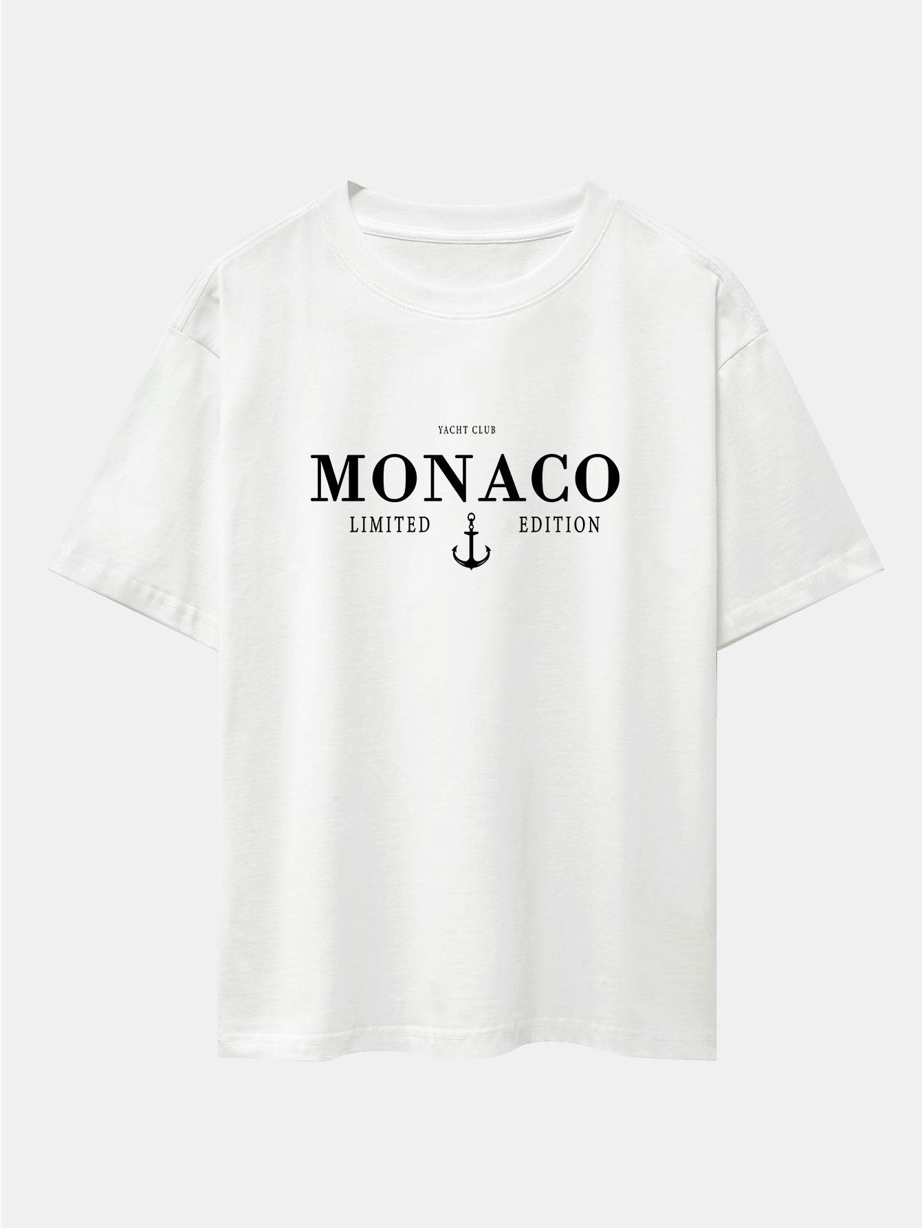 Monaco Slogan Print Drop Shoulder Oversize T-Shirt & Drawstring Corduroy Shorts
