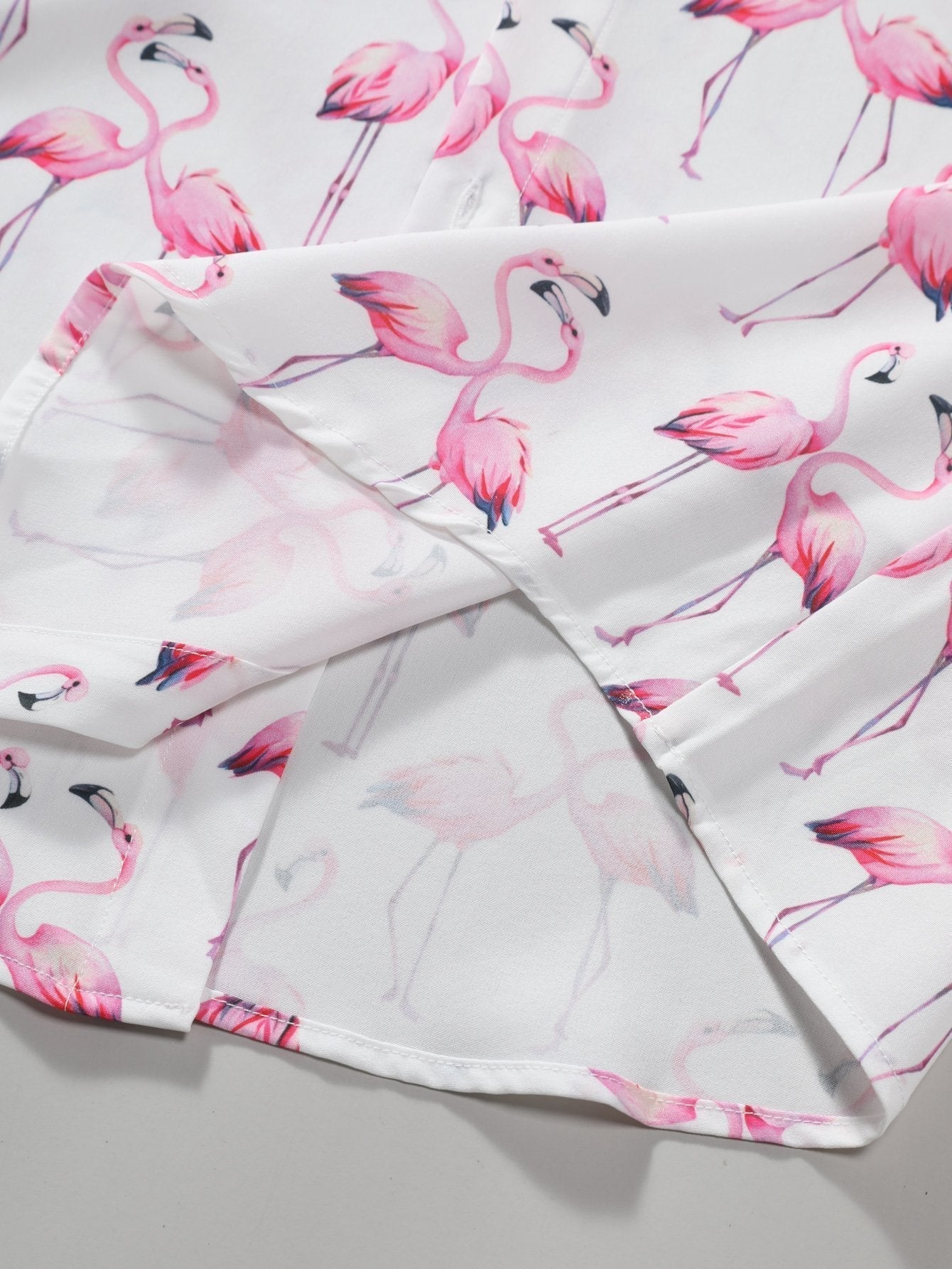 Flamingo Print Button Up Shirt & Swim Shorts