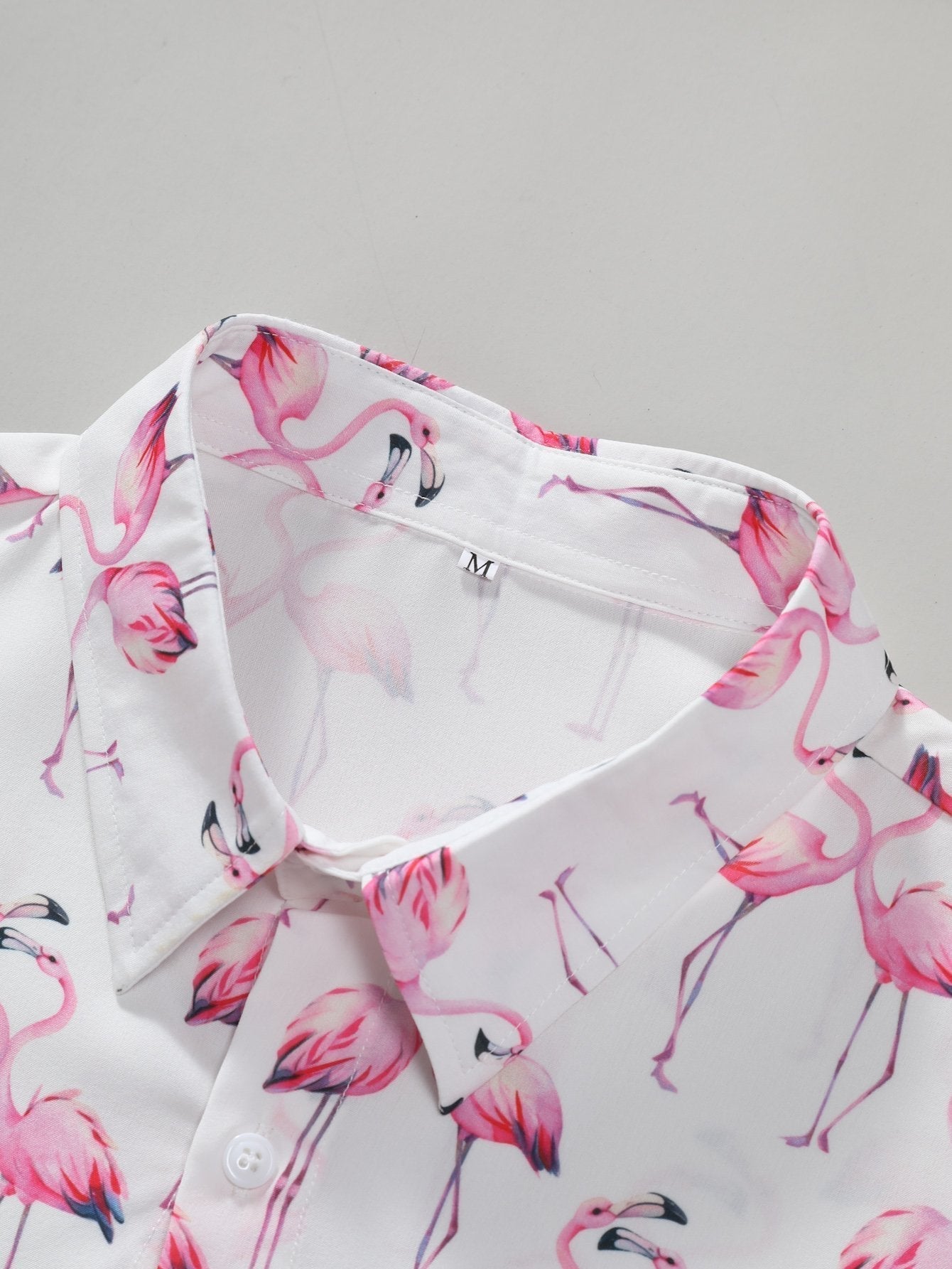 Flamingo Print Button Up Shirt & Swim Shorts