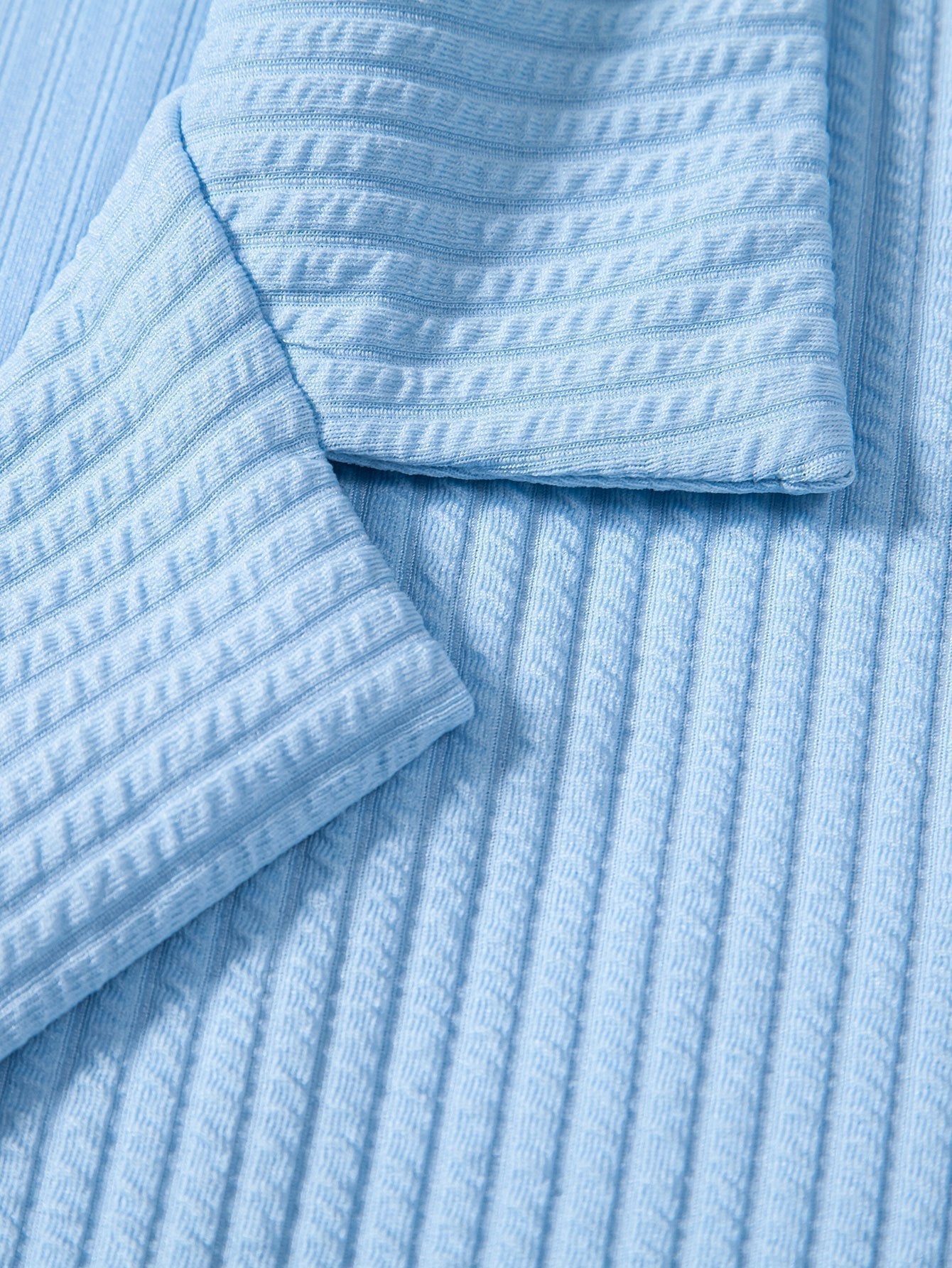 Muscle Fit Ribbed Deep Cuban Shirt & Drawstring Ribbed Shorts