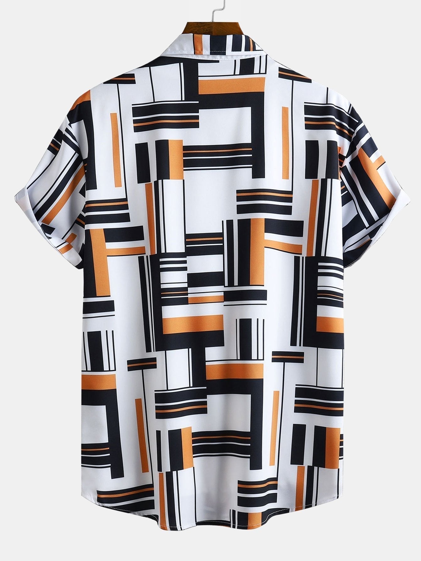 Geometry Print Button Up Shirt & Swim Shorts