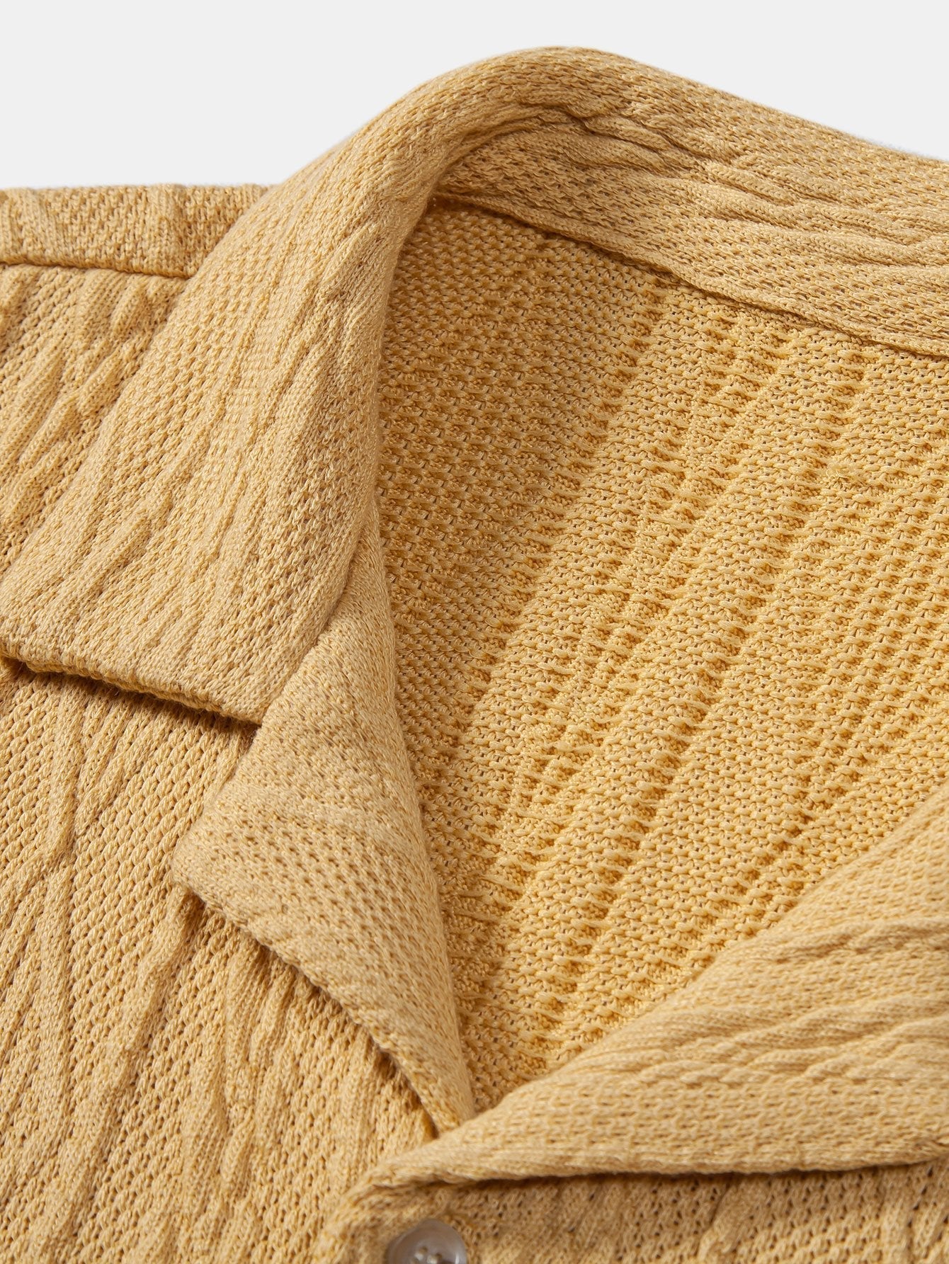 Knitted Geometric Textured Cuban Shirt & Man Mid Length Drawstring Swim Shorts