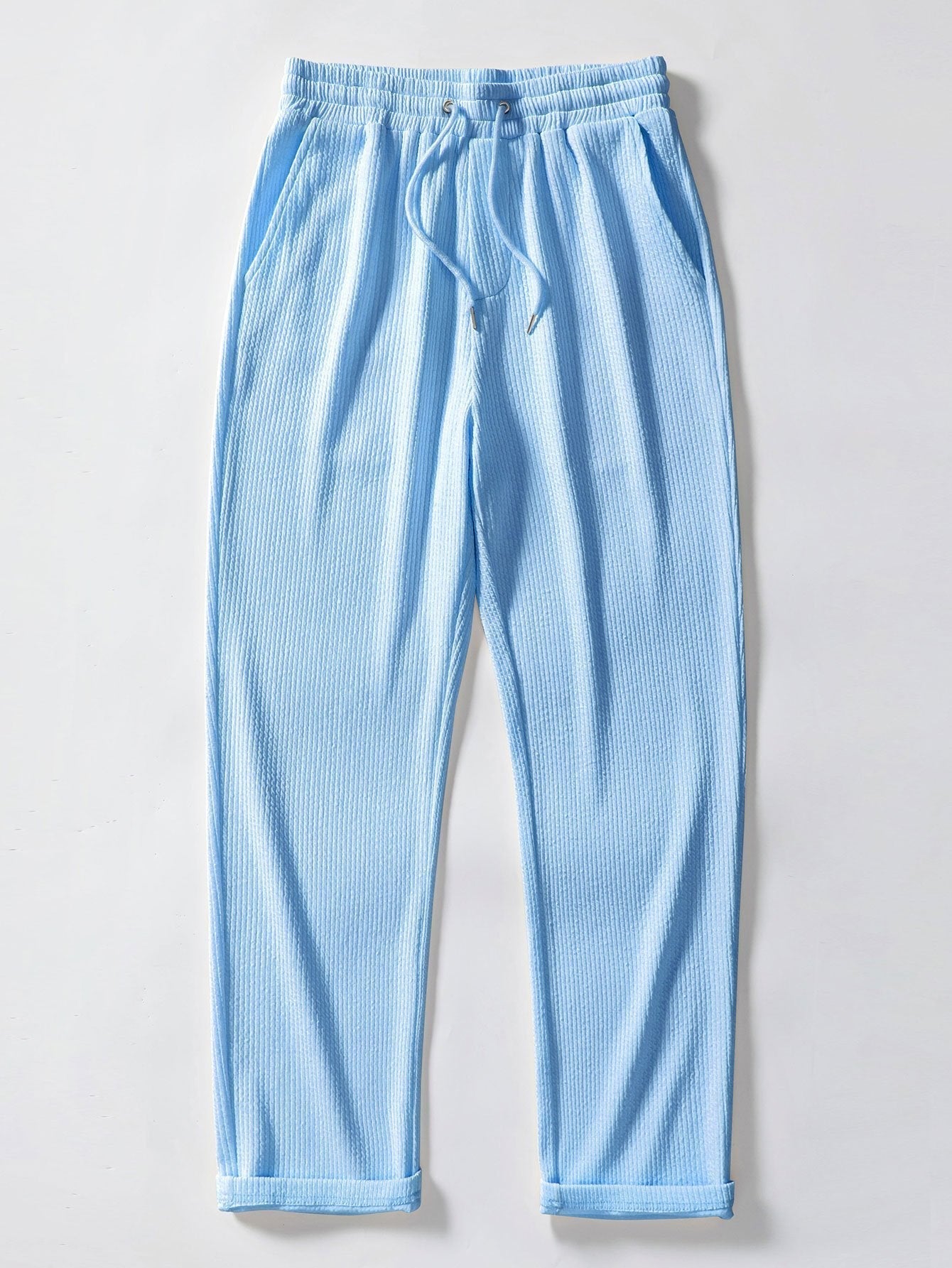 Muscle Fit Ribbed Stand Collar Shirt & Straight Leg Ribbed Pants