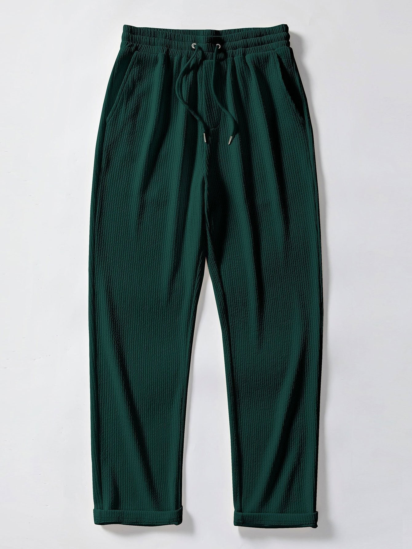 Short Sleeved V-Neck Ribbed Polo & Straight Leg Ribbed Pants