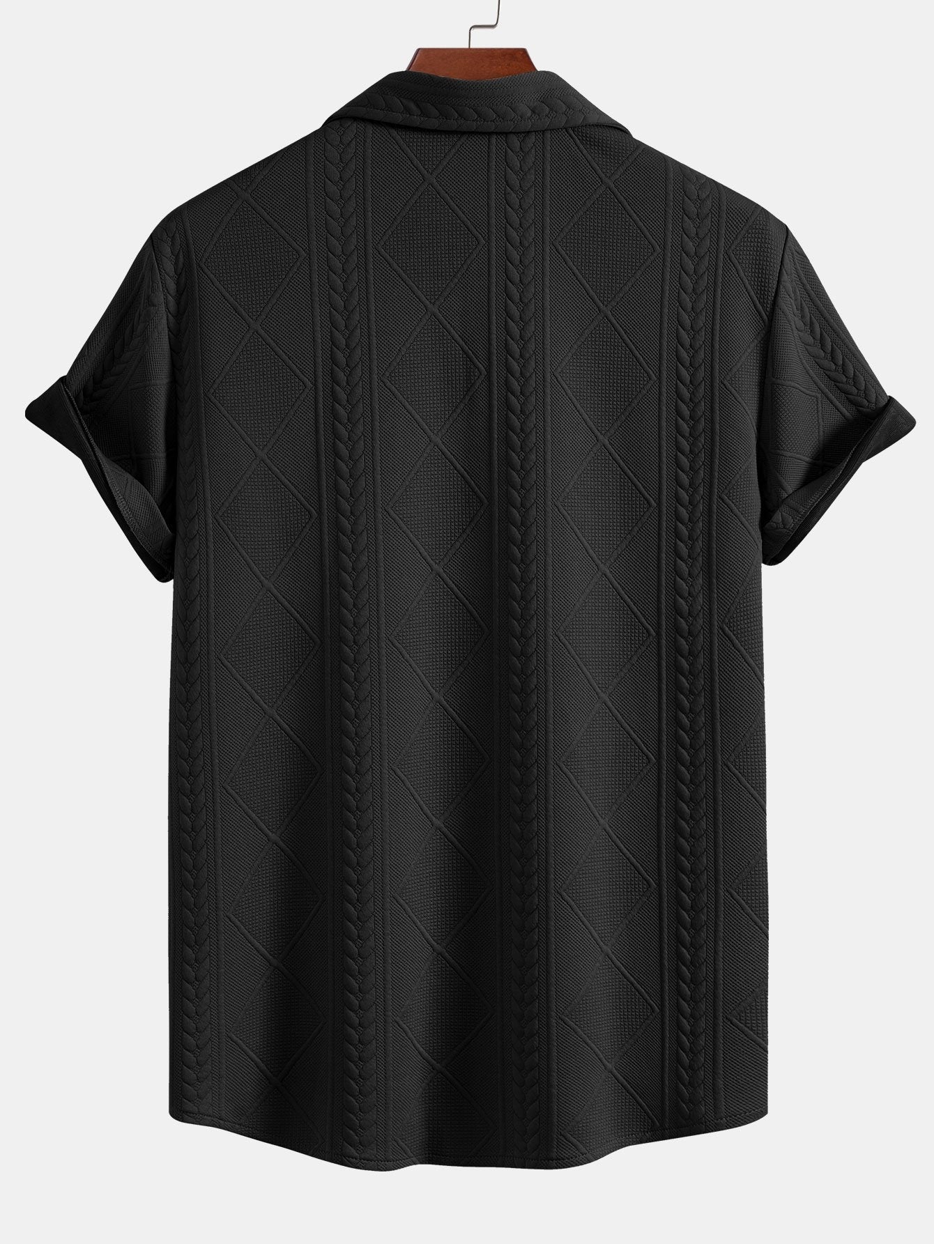 Geometric Jacquard Button Up Shirt & Shorts