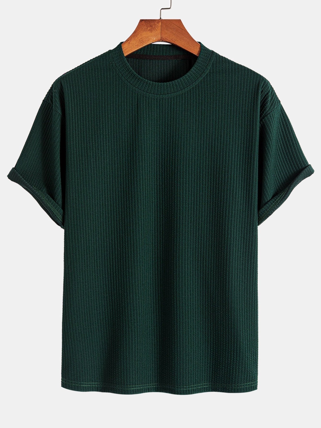 Relax Fit Ribbed T-Shirt & Drawstring Ribbed Shorts