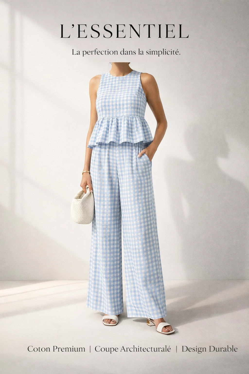 Ensemble 2 Pièces Vichy Sans Manches