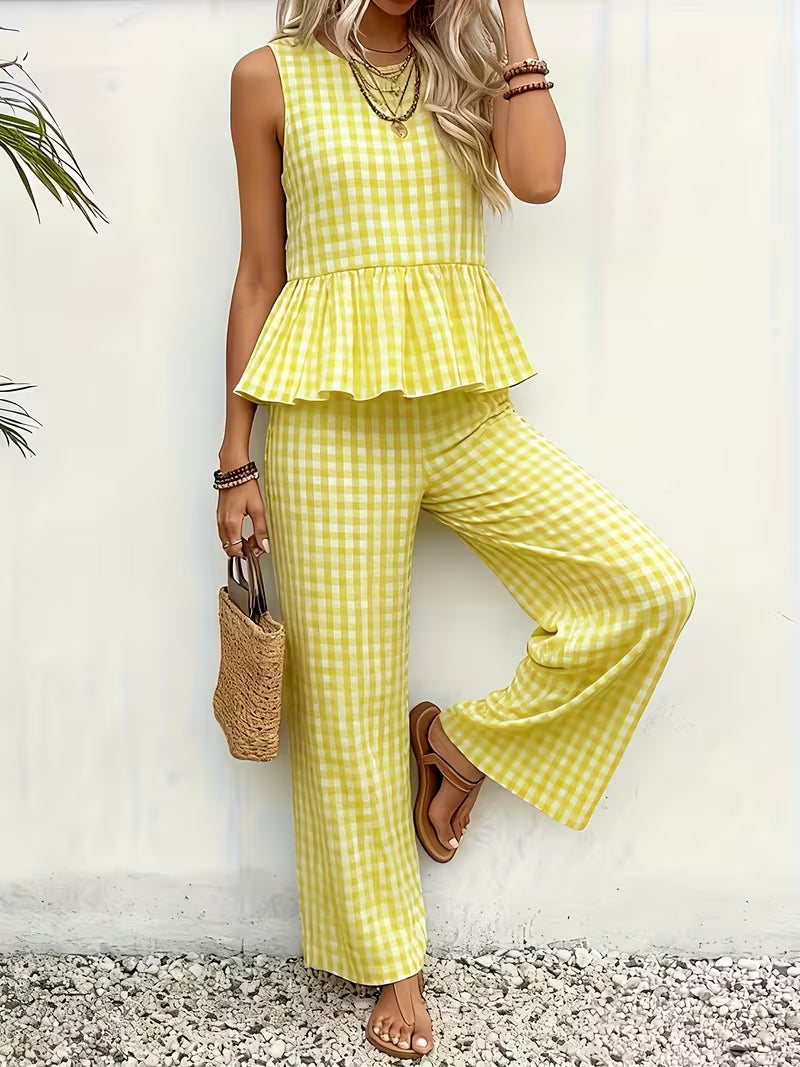 Ensemble 2 Pièces Vichy Sans Manches